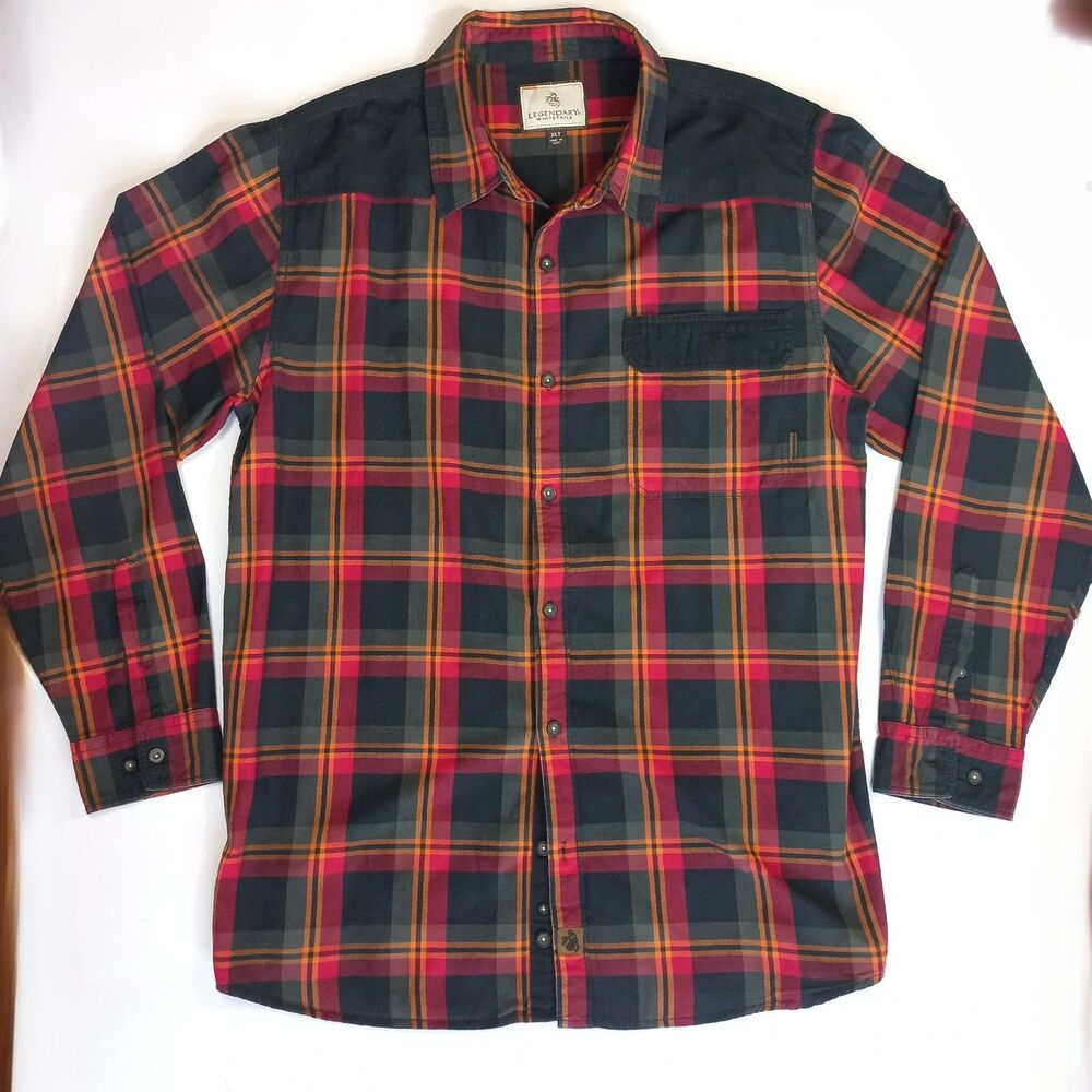 XL Tall Button up Flanne Legendary Whitetails Plaid Mens  XL T l Outdoor Pocket